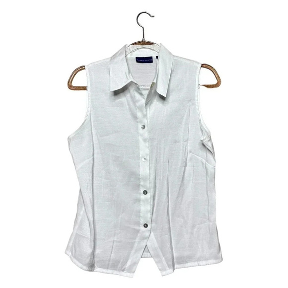 Karen Scott Sheer button up sleeveless tank womens size medium - Picture 1 of 4